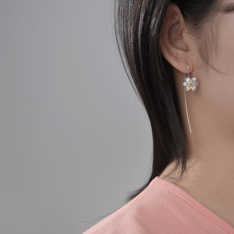 Mori Bear Dangle Earrings in Sterling Silver