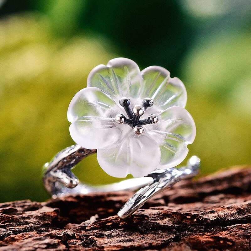 Mori Bear Adjustable Ring in 925 Sterling Silver - Iced Flower