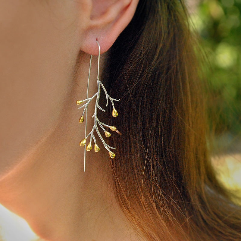 Mori Bear Drop Earrings in 925 Sterling Silver - Statement Tree