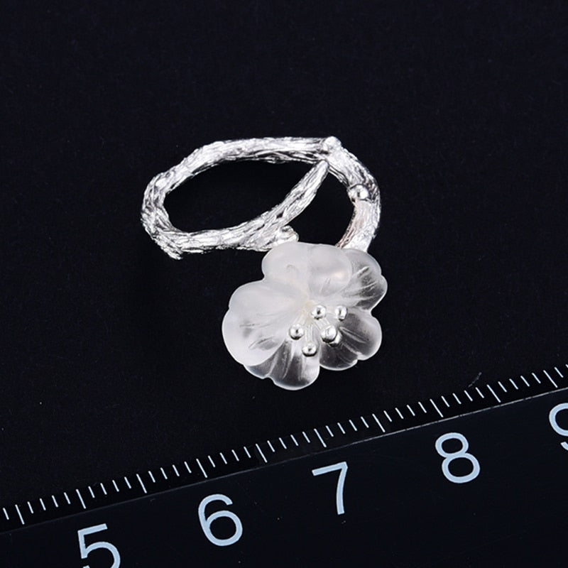 Mori Bear Adjustable Ring in 925 Sterling Silver - Iced Flower