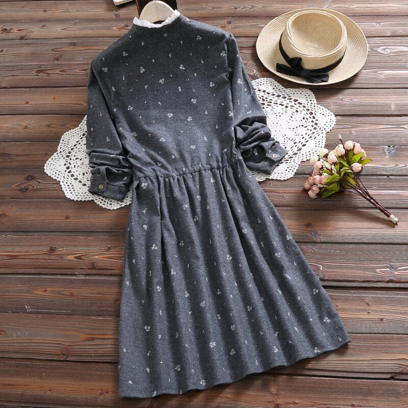 Mori Bear ruffled collar dress - Little Flowers