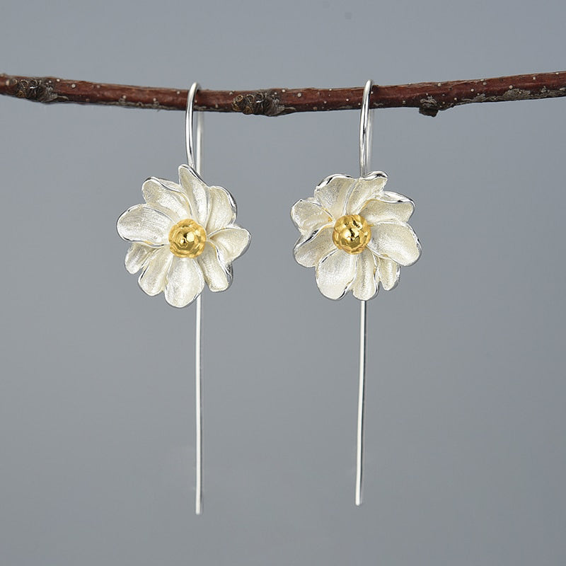 Mori Bear Dangle Earrings in Sterling Silver