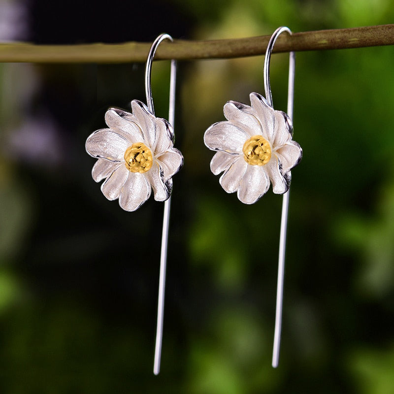 Mori Bear Dangle Earrings in Sterling Silver