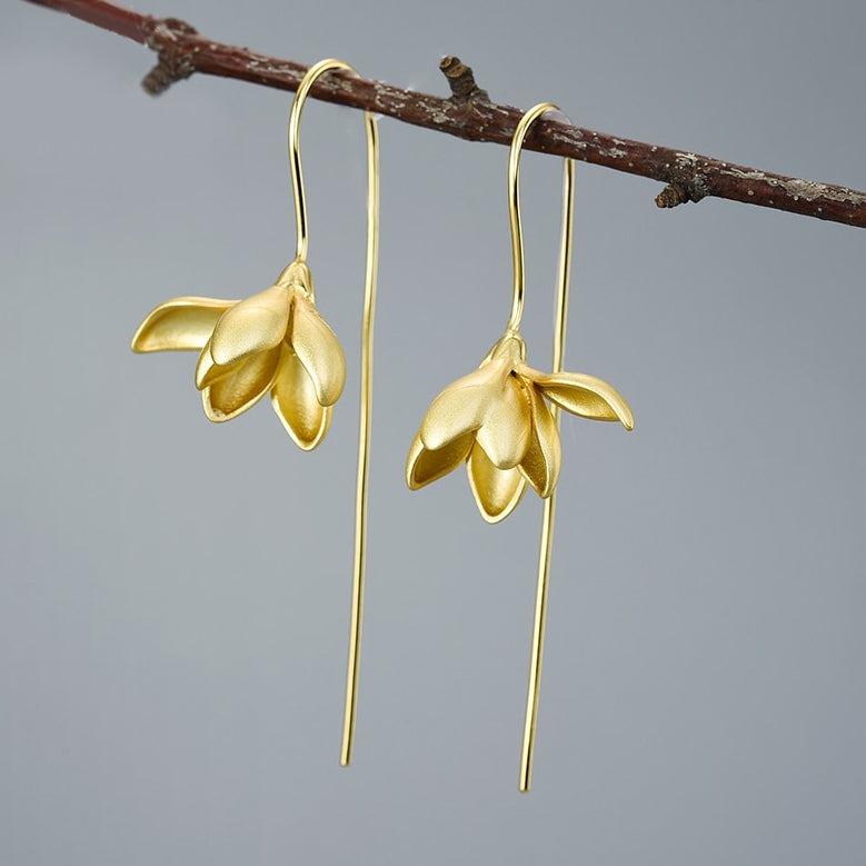 Mori Bear Dangle Earrings in Sterling Silver