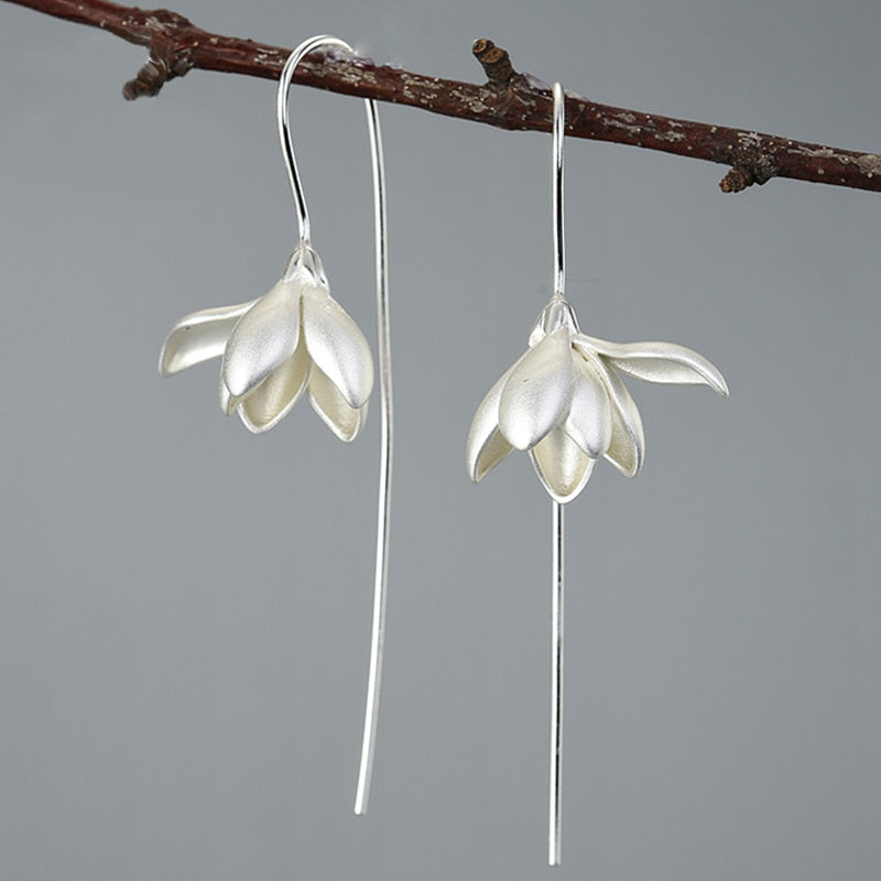 Mori Bear Dangle Earrings in Sterling Silver