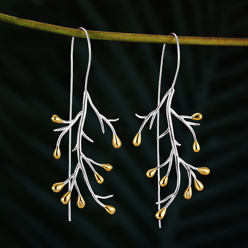Mori Bear Drop Earrings in 925 Sterling Silver - Statement Tree