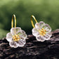 Mori Bear Dangle Earrings in 925 Sterling Silver - Iced Flower