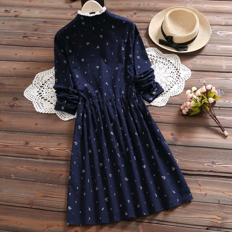 Mori Bear ruffled collar dress - Little Flowers