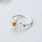 New 925 Sterling Silver Daisy Flower Rings for Women Adjustable Size Rings Fashion Wedding Jewelry Anillos Mujer